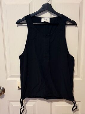 Ami Black Tank Top with Tie Hem M